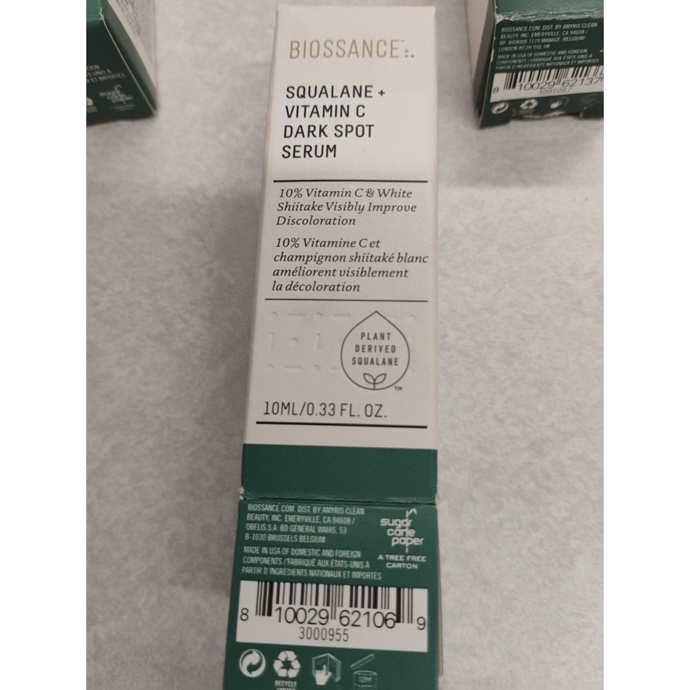 Biossance‎ Squalane Vitamin C Dark Spot Serum 10ml 0.33 Fl Oz New, Travel Size